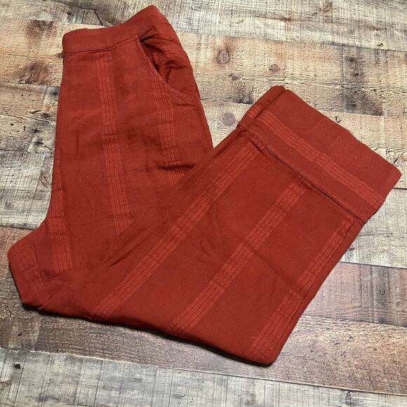 Free People Women's Orange Linen Blend Beach Pull-On Wide Leg Cropped Pants Sz S - Picture 1 of 5